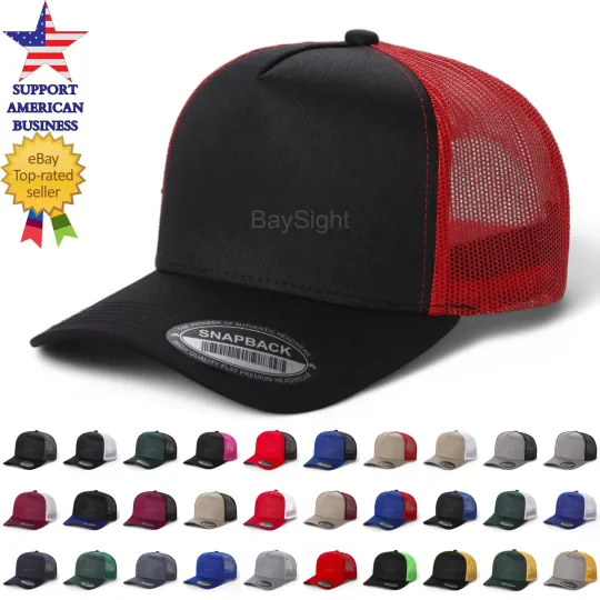 Discover Snapback Hat Cotton Trucker Mesh Solid Adjustable Size Mens Baseball Cap Visor