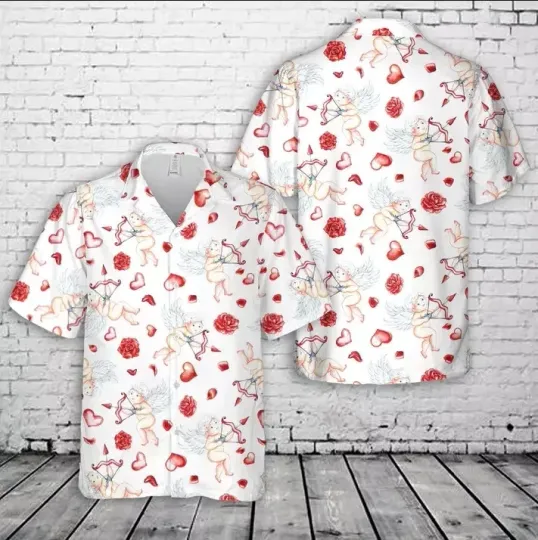 Discover Valentine cupid Seamless Hawaiian Shirt