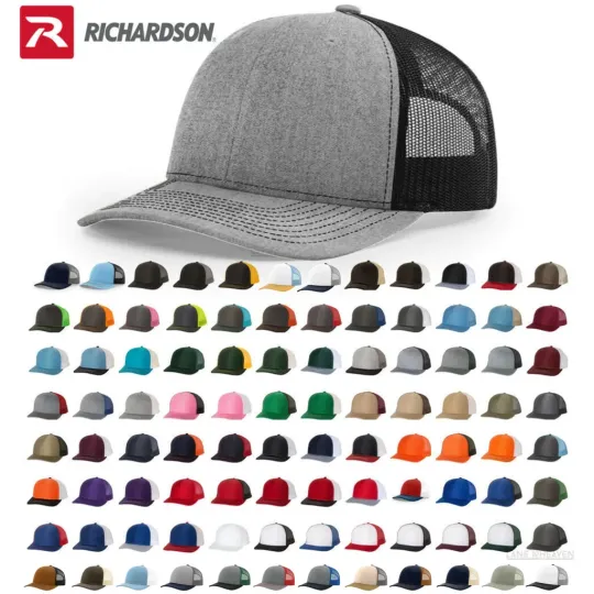 Discover Richardson 112 Adjustable Snapback Trucker Hat OSFM Blank Mesh Back 100+ Colors