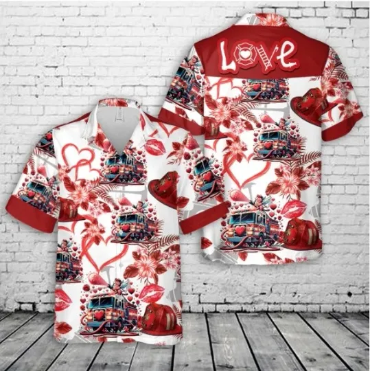 Discover Firefighter Valentine Hawaiian Shirt