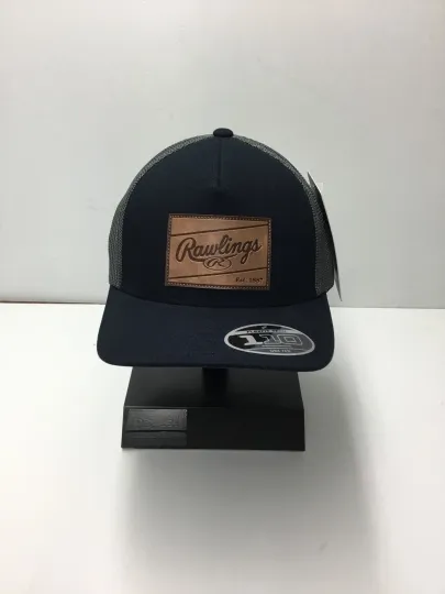 Discover FlexFit x Rawlings Leather Patch Baseball Snapback Mesh Back Snapback Hat Cap