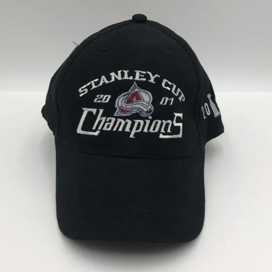 Discover NHL 2001 Stanley Cup Champions Colorado Avalanche Hockey Cap Hat Black