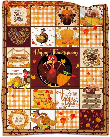 Discover Thanksgiving Pumpkin Fall Throw Blanket Super Soft Flannel Fleece