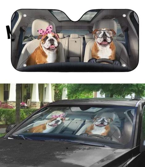 Discover Bulldog Car Sunshade, Car Sun Protector, Car Windshield, Sun Shade For Car