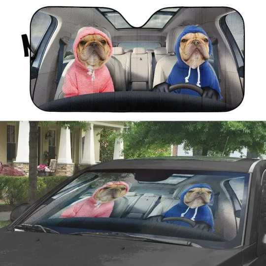 Discover Bulldog Car Sunshade, Car Sun Protector, Car Windshield, Sun Shade For Car