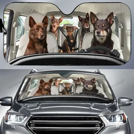 Discover Australian Kelpie Dog Car Sunshade, Car Sun Protector, Car Windshield, Sun Shade For Car