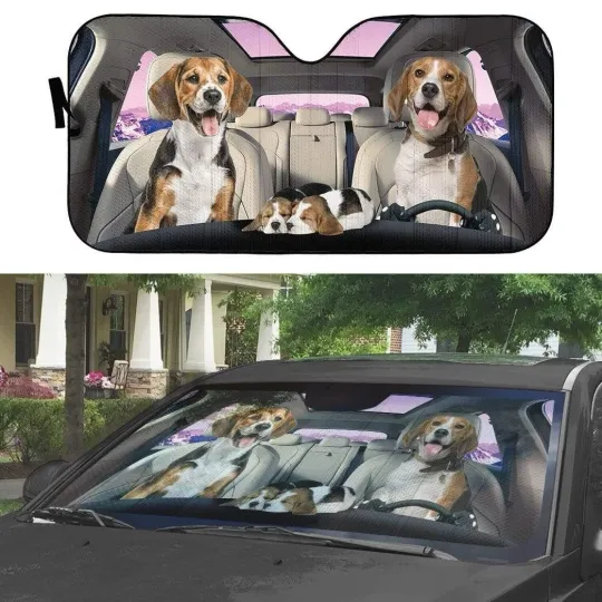 Discover Beagle Dog Car Sunshade, Car Windshield