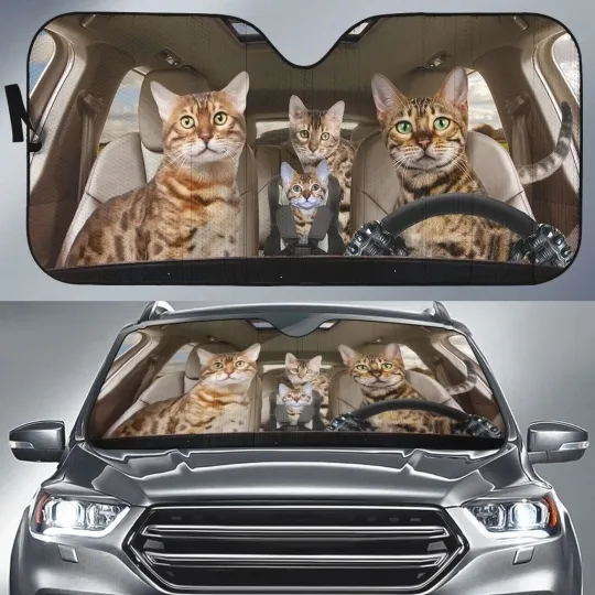 Discover Bengals Cat Car Sunshade, Car Windshield