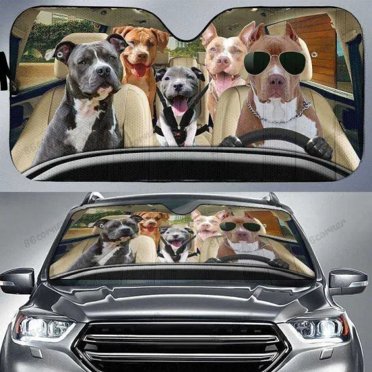 Discover American Staffordshire Terrier Dog Car Sunshade, Car Windshield