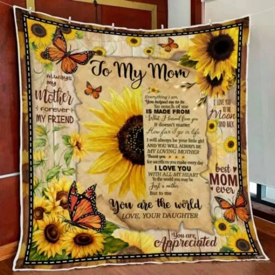Discover Sunflower Quilt, Mother’s Day, For Mom Gift Quilt Blanket