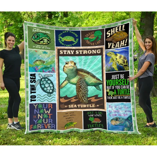 Discover Turtle Quilt, Stay Strong Sea Ocean Quilt Blanket Gifts For Birthday, Christmas