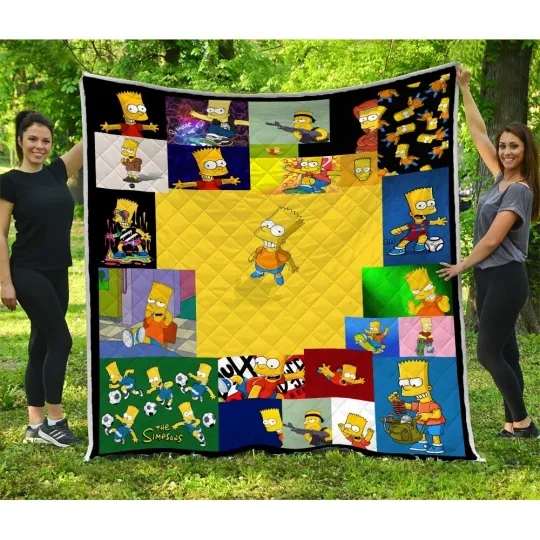 Bart Simpson Quilt, The Simpsons Quilt Blanket Super Soft Comfy Warm Plush