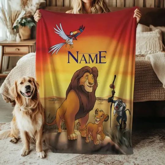 Custom Mufasa Blanket, Disney The Lion King Simba Disney Safari Fleece Blanket