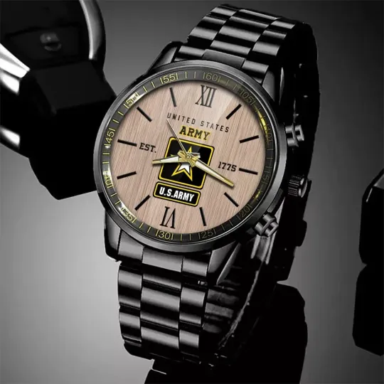Discover US Army Veteran Black Stainless Steel Watch For Men
