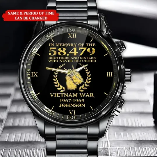 Discover Personalized Vietnam Veteran Black Stainless Steel Watch For Men