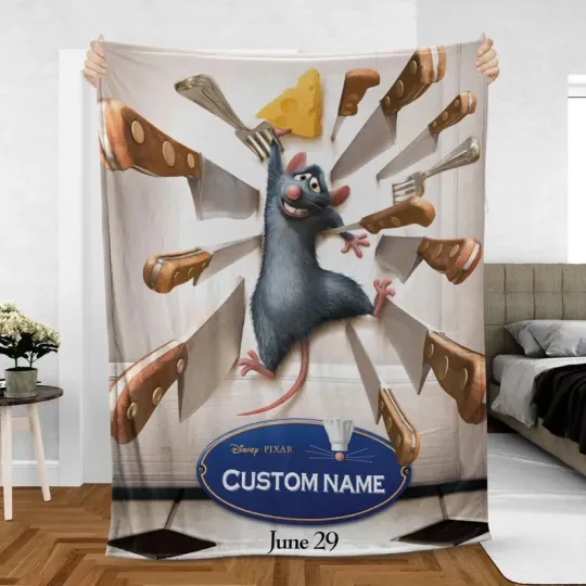 Custom Remy Blanket Disney Pixar Ratatouille Cheese Kitchen Chaos Fleece Blanket