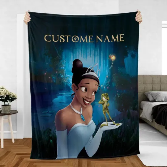 Custom The Princess And The Frog Blanket, Disney Princess Tiana Fleece Blanket