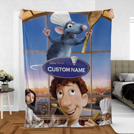 Custom Remy Linguini Blanket, Disney Ratatouille Movie Poster Fleece Blanket
