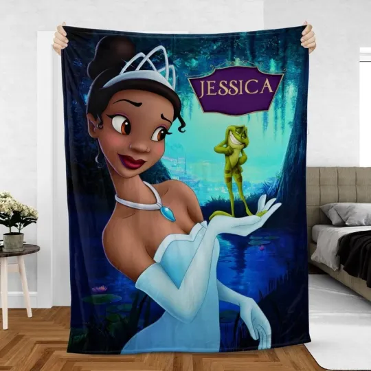 Custom Tiana Princess Blanket, Disney The Princess Prince Naveen Fleece Blanket