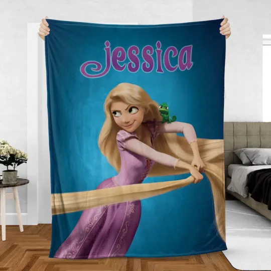 Discover Custom Rapunzel Blanket, Disney Princess Tangled Pascal Chameleon Fleece Blanket
