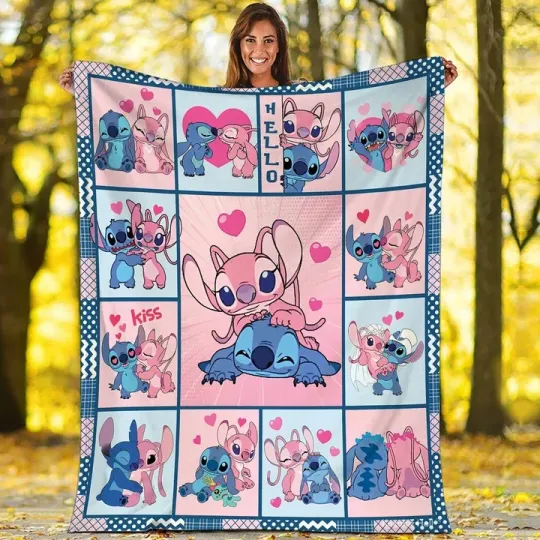 Discover Cute Lilo & Stitch Blanket, Christmas Gift, Gift For Kid, Disney Fleece Blanket