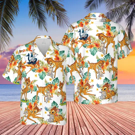 Discover Bambi Hawaiian Shirt Button Down Shirt Unisex Adults S-5XL