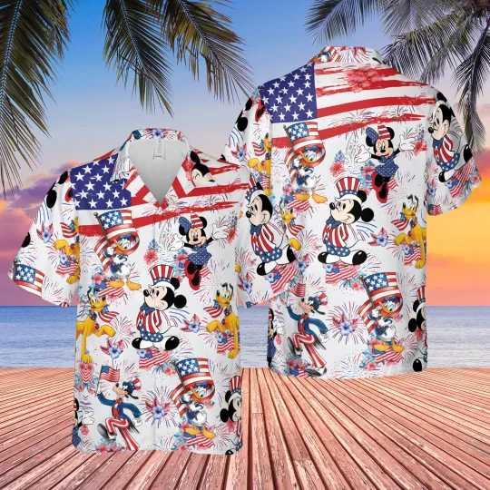 Discover 4th July Mickey And Friend Hawaiian Shirt Button Down Shirt