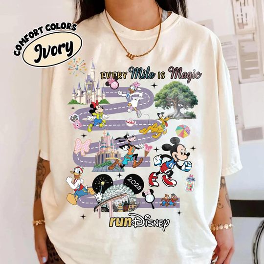 Discover Run Disney Every Mile Is Magic Shirt, Disney Marathon Mickey and Friends Running Race Day Shirt, Magic Kingdom Epcot Castle Running Tee 2026
