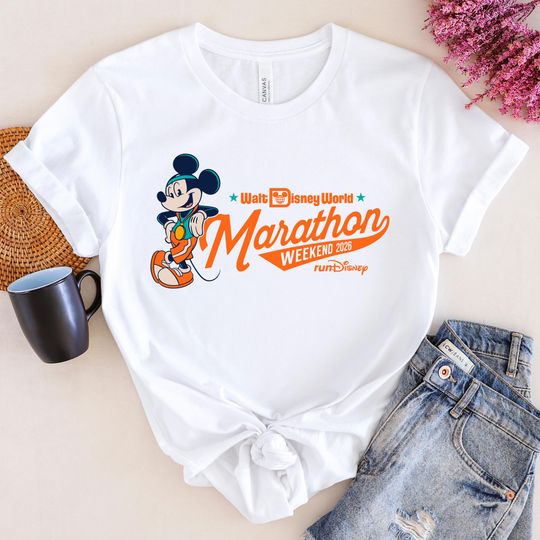 Discover Disney Marathon Shirt: 5K Miles  Marathon - Mickey and Friends - Family Run Tee
