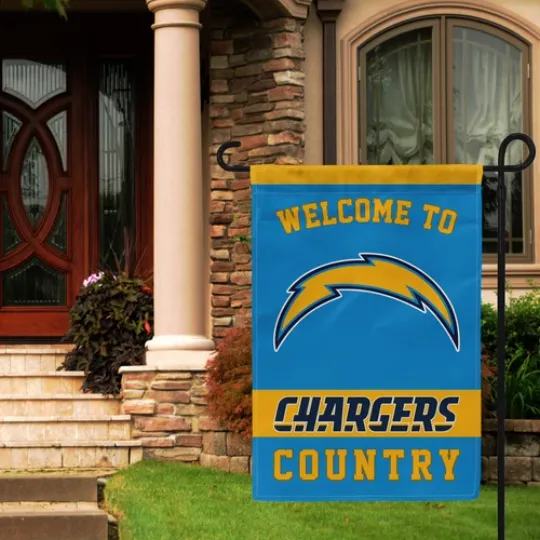 Discover Los Angeles Chargers Welcome Garden Flag 12x18" Double Sided Football Banner