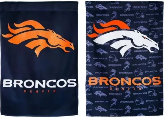 Denver Broncos 12.5 x 18 Inch Double-Sided Suede Glitter Garden Flag
