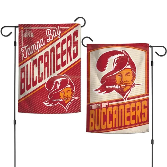 TAMPA BAY BUCCANEERS CLASSIC RETRO LOGO 12"X18" 2 SIDED GARDEN FLAG NEW WINCRAFT