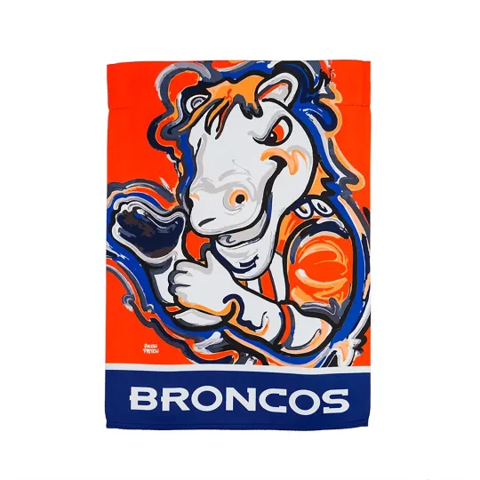 Suede Flag, Justin Patten Design, Garden Size, 12.5"x18", Denver Broncos
