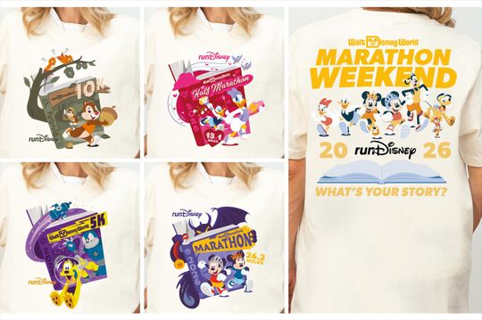 Discover Rundisney Marathon Weekend Shirt, Mickey & Friends Hapiest Race Sweatshirt, Disney Spring Run 2026 T-shirt, Goofy Pluto Chip N Dale Tee