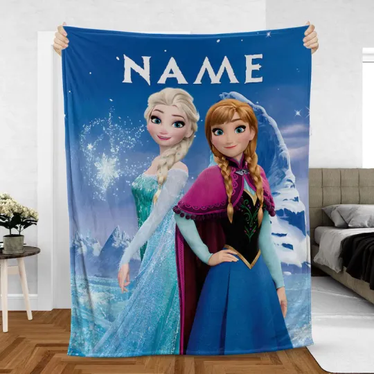 Discover Custom Anna Elsa Princess Blanket, Disney Frozen Movie Ice Queen Fleece Blanket