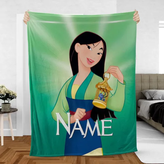 Custom Mulan Princess Blanket, Disney Princess Cri-Kee Lucky Fleece Blanket