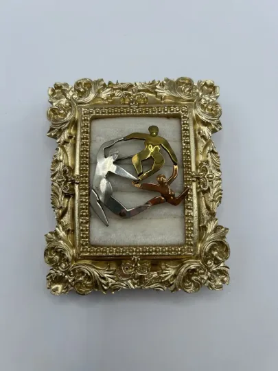 Discover Far Fetched Brooch Family Unity Circle Pin Signed Silver Tone Brass Mother Child