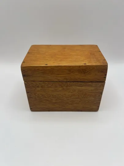 Discover Vintage Wooden Recipe Box Red Felt Lined Hinged Lid Mid Century Kitchen