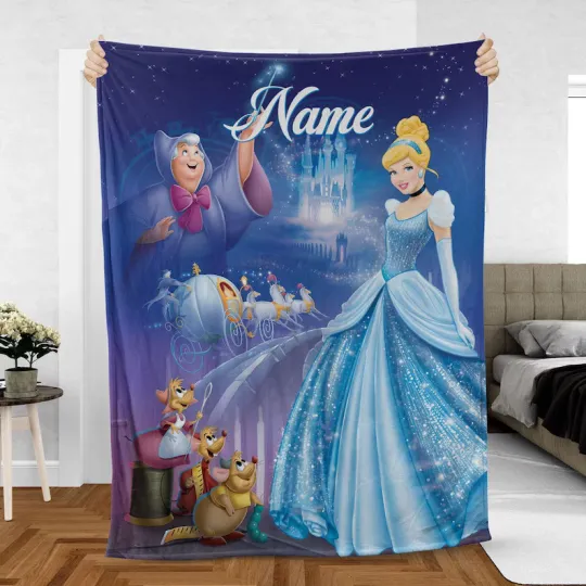 Custom Cinde Blanket, Disney Fairy Godmother Cinde Fleece Blanket