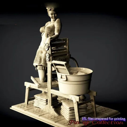 Discover Woman Wash Clothes 1/8 1/6 1/4 3D Print Model Kit Unpainted Unassembled GK