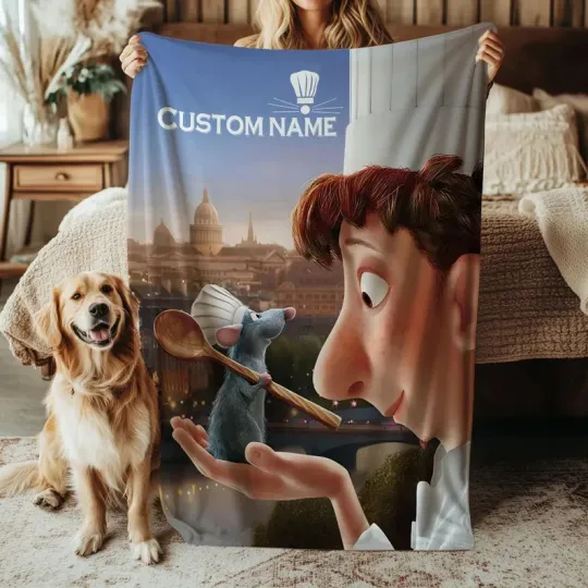 Custom Remy And Linguini Blanket, Disney Ratatouille Friends Fleece Blanket