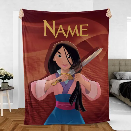 Custom Mulan Princess Blanket, Disney Mulan Movie Mulan Cutting Fleece Blanket