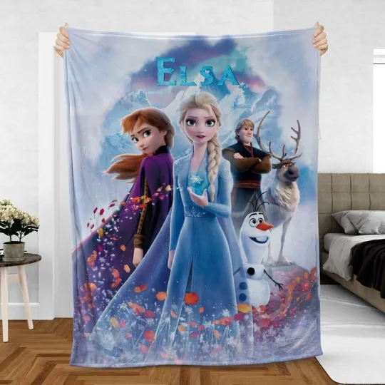Discover Custom Frozen Blanket, Disney Elsa Anna Olaf Snowman Gift Fleece Blanket