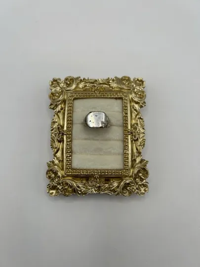 Discover Vintage Silver Tone Geometric Signet Style Ring Size 9 MCM Retro Art Deco Gift