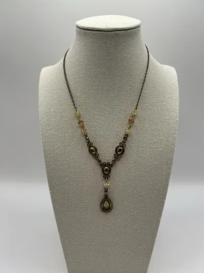 Discover AVON Teardrop Y Necklace Goldtone Beads Lobster Clasp Vintage Drop Dangle Classy