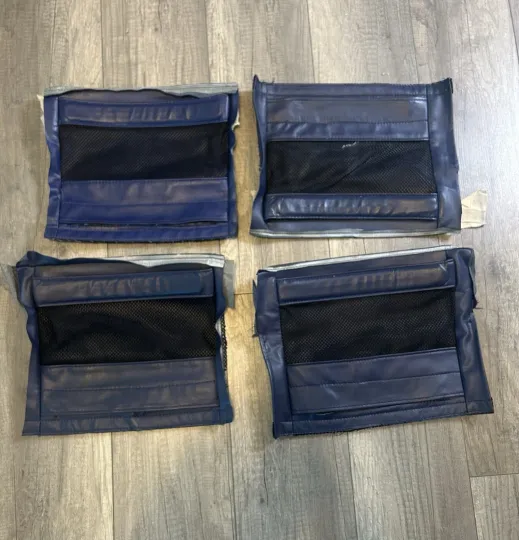 Discover Southwest Airlines Seat Pocket Leather Lot Of 4 Pockets Blue Zipper Mess Vtg