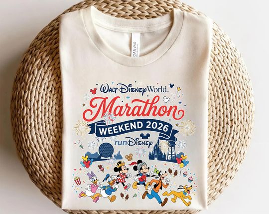 Discover RunDisney Walt Disney World Marathon Weekend 2026 Shirt, Mickey and Friends Run Disney Epcot, Runner 5K 10K Half Marathon UNA413