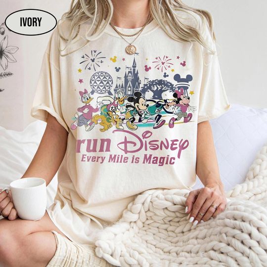 Discover Retro Comfort Colors Mickey & Friends RunDisney Shirts, Every Mile Is Magic Tee, Disney World Marathon Weekend 2026, Matching Family Run Tee