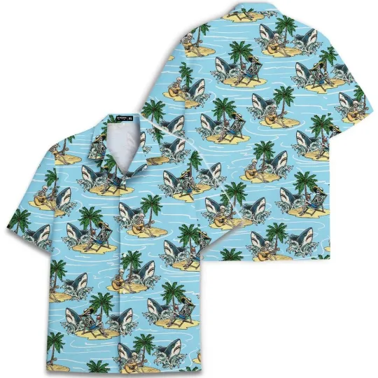 Discover Skeleton Aloha Hawaiian Shirt Button Down Full Size S-5XL