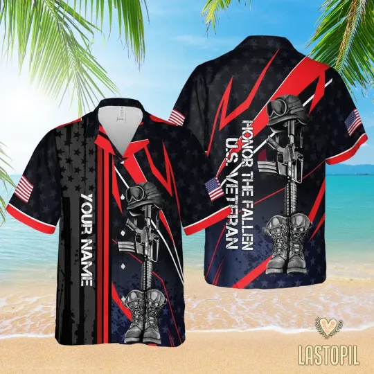 Veteran Honor The Fallen Hawaiian Shirt Button Down